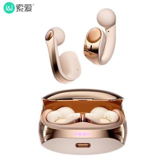 索爱（soaiy）  耳环蓝牙耳机无线开放不入耳耳夹式运动跑步音乐通话降噪 GK12鎏金粉