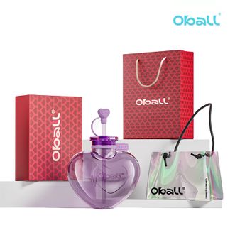 Oball  高颜值原创爱心杯Tritan夏季大容量塑料杯女生吸管水杯 紫色 700ml 镭射包+礼盒装