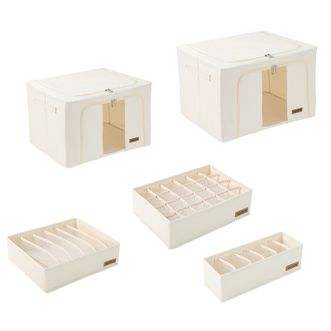 安巢家居/ANCHOW  居家收纳五件套（66L收纳箱+100L收纳箱+内裤收纳盒+内衣收纳盒+袜子收纳盒）  AJ307