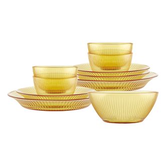 VISIONS  晶尊系列餐具琥珀色耐热玻璃餐具套装10件组（4饭碗1面碗3小盘2大盘)SNAMD10/KZYL