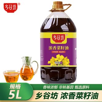 乡谷坊  浓香菜籽油5L 非转基因优质油菜籽炒菜食用油家庭大桶装