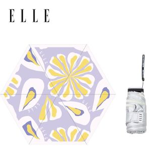 Elle  太阳伞 六折伞防紫外线UPF50+  挎包式便携伞袋 遮阳伞 女防晒伞花朵折叠晴雨伞