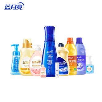 蓝月亮家居清洁十件套至尊生物洗衣660g瓶+内衣洗衣500g瓶+运动型洗衣500g瓶+洗衣机清洁剂600g+浓缩柔顺剂橙花1kg瓶+泡沫厨房洗手265g+地板清洁剂600g瓶+泡沫抑菌洗手液255g+免洗抑菌洗手50ml+手洗专用洗衣80g瓶81000807