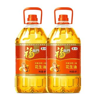 福临门 食用油 浓香压榨一级花生油4L*2桶 中粮出品