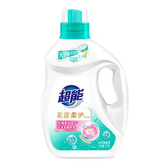 超能花漾柔护洗衣液2kg瓶装 机洗快洗去渍快柔顺舒适亲肤不伤手蔷薇花香