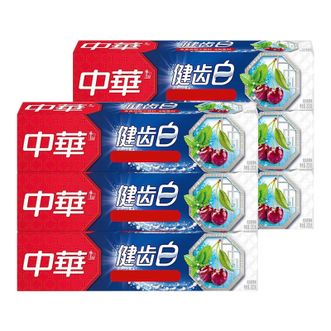 中华健齿白牙膏 小苏打美白牙膏去牙渍清新口气 炫动果香味200g*6