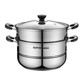 苏泊尔（SUPOR）  好帮手304不锈钢双层复底蒸锅  28cm燃气电磁炉通用带蒸笼汤锅