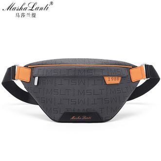 马莎兰缇/MashaLanti  胸包男潮流百搭男士斜挎包手机腰包小众设计马鞍单肩包M081309W30116T