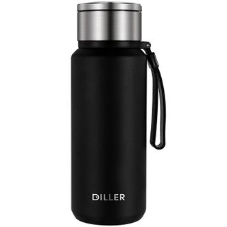 迪乐贝尔/DILLER  24H保温保冷杯大容量茶水分离 硅胶提绳户外便携 有茶滤泡茶杯 304不锈钢水杯-1500ML