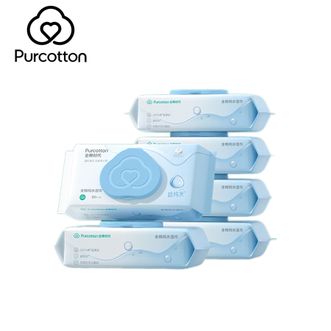 全棉时代/PURCOTTON  EDI超纯水湿纸巾 80抽*6包湿巾100%棉柔巾洁面擦脸洗脸巾一次性