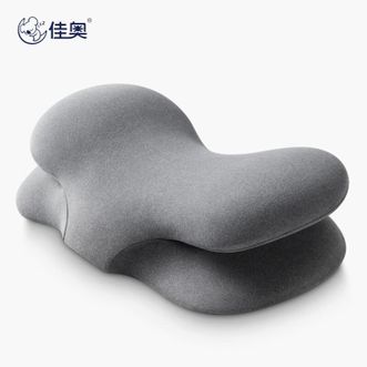 佳奥/Jago  小蓝鲸记忆枕 安睡成人枕头 颈椎枕 支撑透气抗菌防螨柔软枕 58*33*9-16cm （双层 麻灰色）