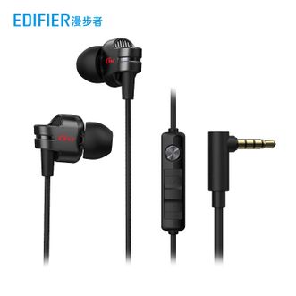 漫步者(EDIFIER) 双动圈四核有线游戏耳机GM380闪耀黑 小金标认证音乐耳麦 电脑手机线控带麦3.5弯头电竞耳麦