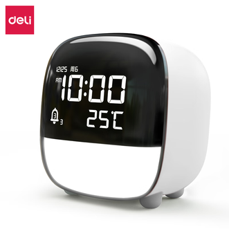 得力/Deli  8852 多功能LCD萌宠电子钟 夜灯床头钟时钟 1200mAh