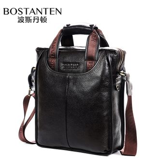波斯丹顿Bostanten头层牛皮商务公文包竖款休闲斜挎包大号 B10020_2